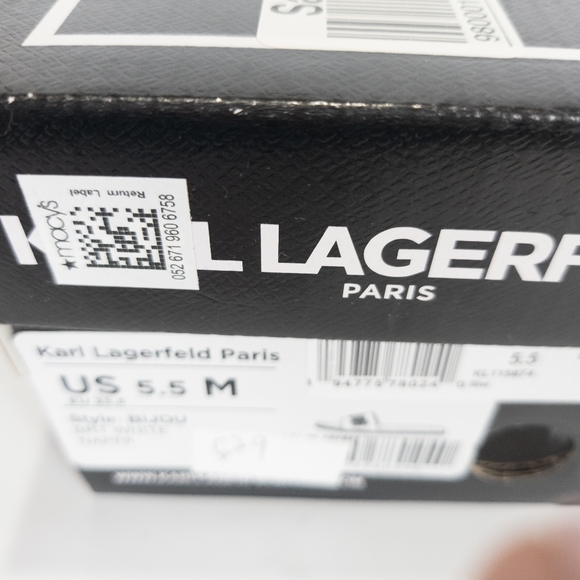 Karl Lagerfeld Paris Bijou Embellished Slide Sandals White -5.5 - Picture 9 of 9